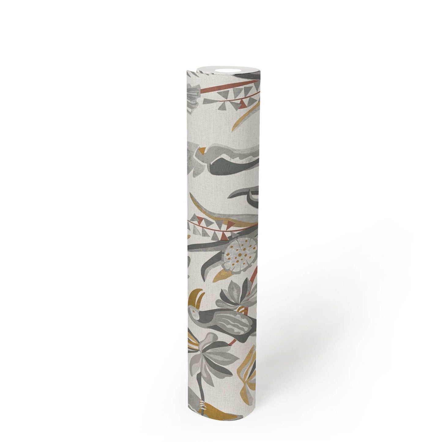 Jungle Birds Vinyl Wallpaper - White/Grey