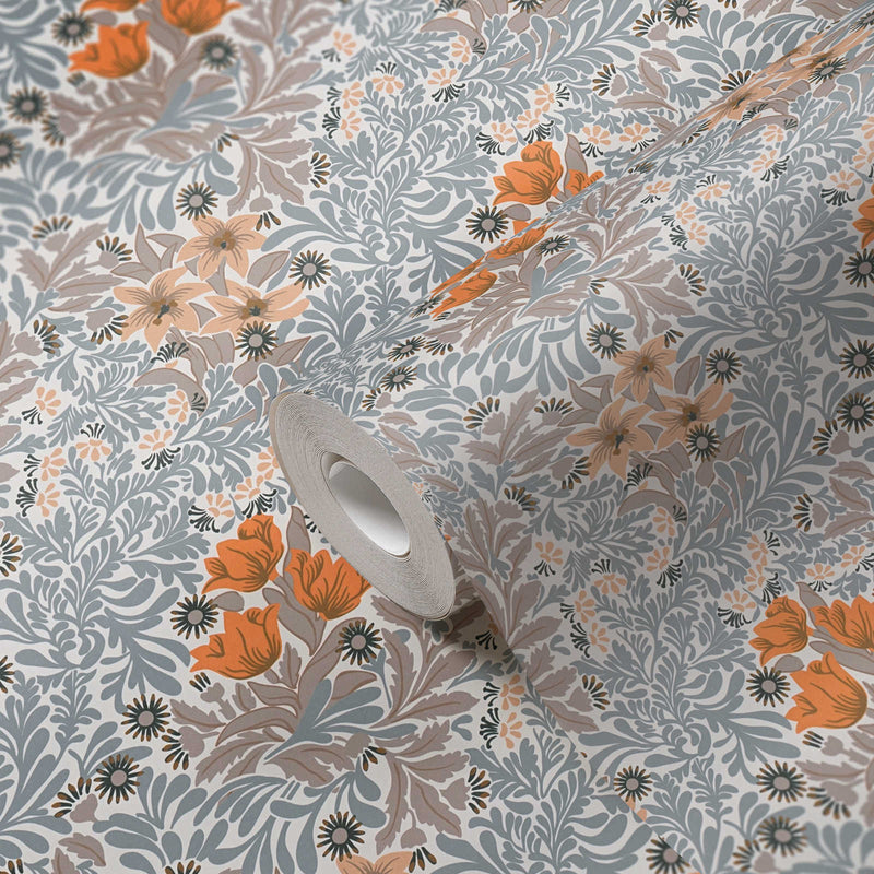 Antique Floral Trails Wallpaper Online NZ | The Inside - Orange