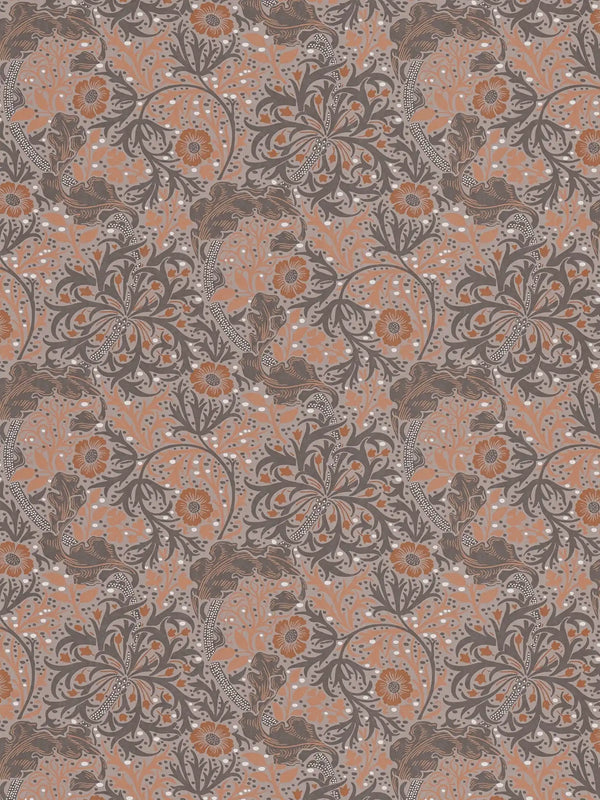 Sample - Seaweed Wallpaper - Red/Brown