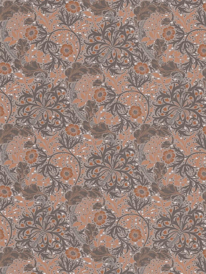 Sample - Seaweed Wallpaper - Red/Brown