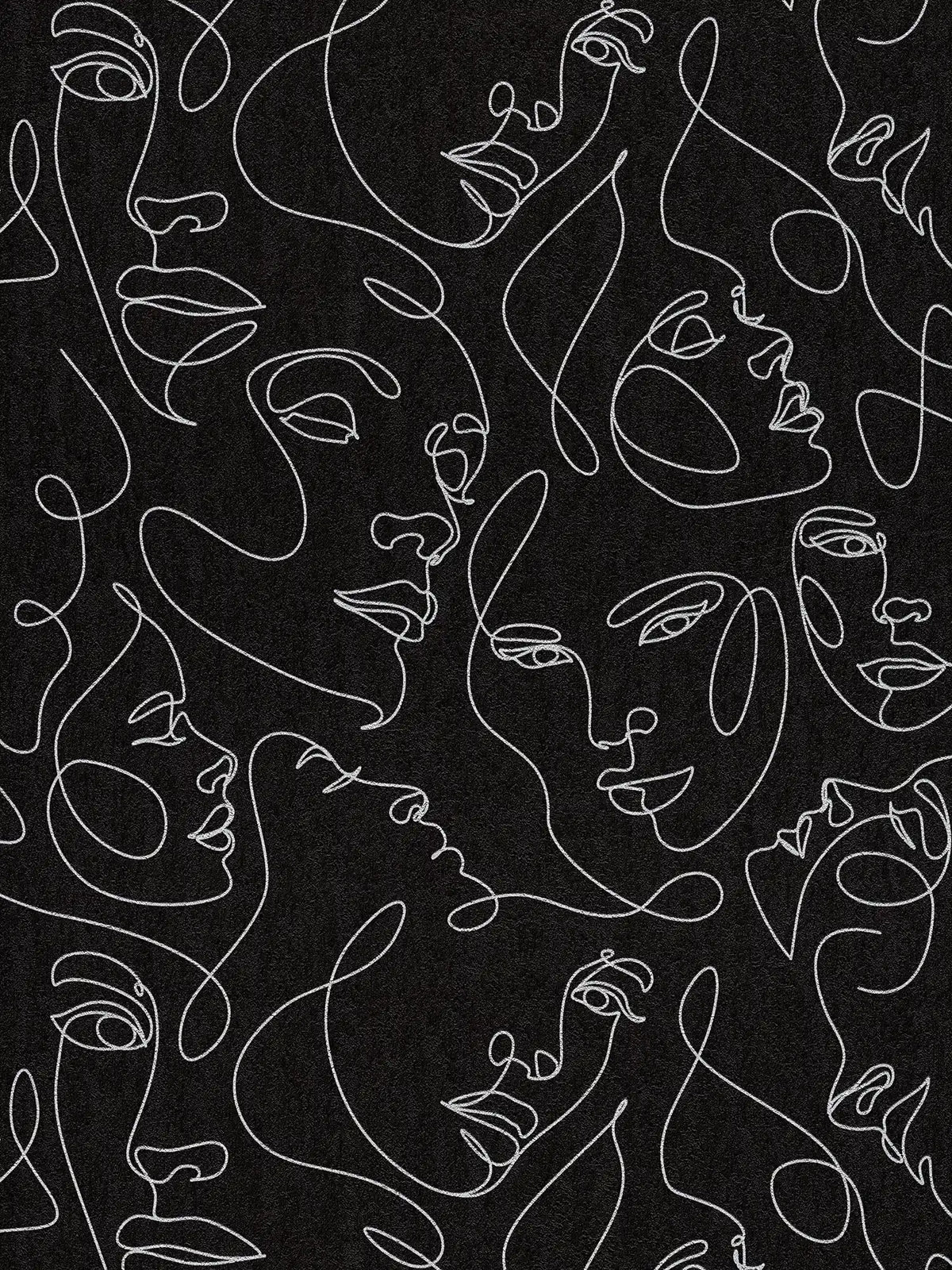 Sample – Muse Line Art Face Wallpaper – Black/Silver