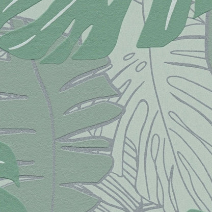 Metallic Monstera Fronds Wallpaper - House of Turnowsky - Green