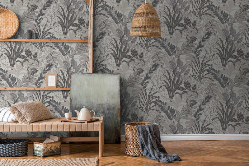Capetown Jungle Wallpaper - Grey/White
