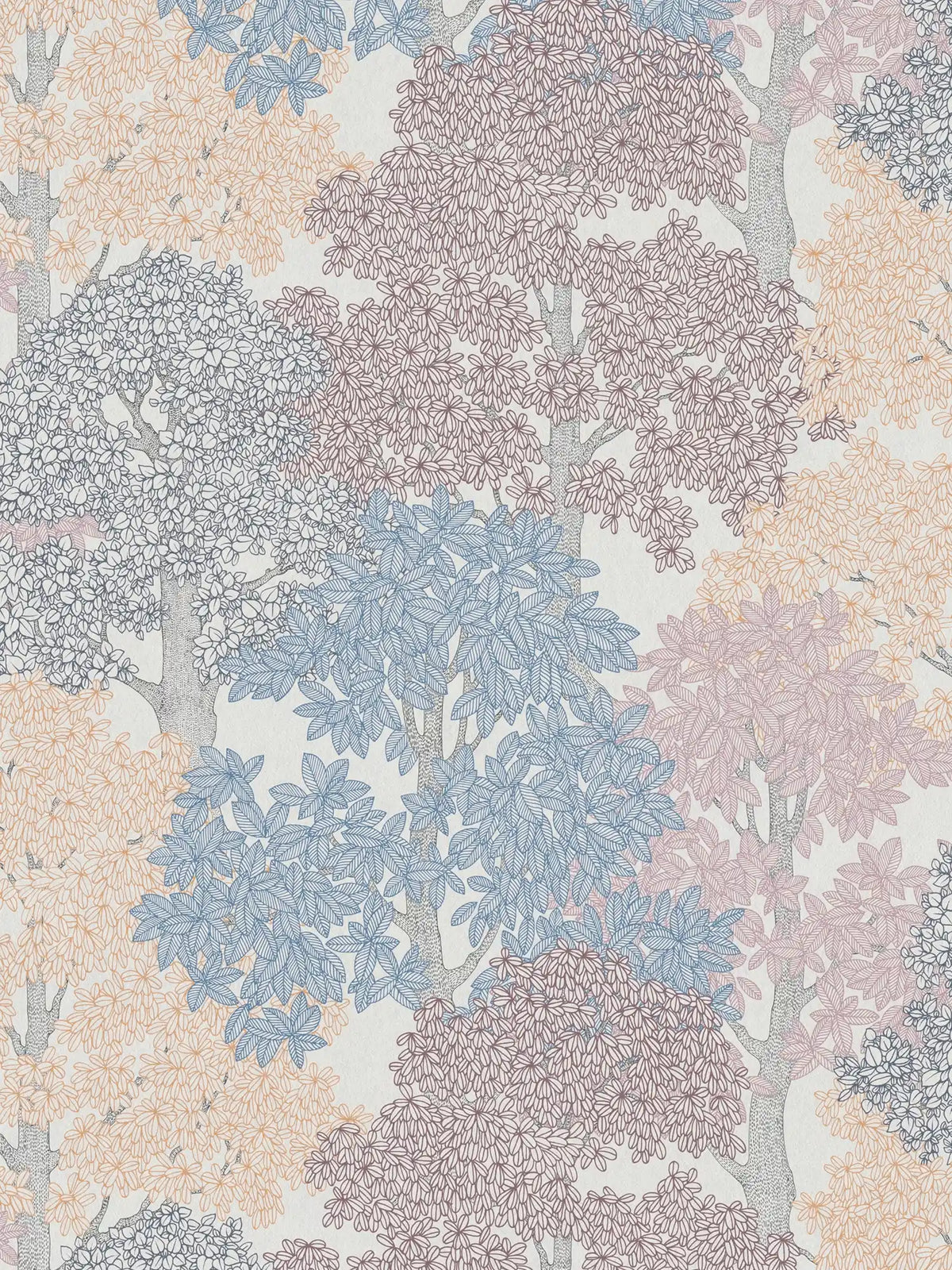 Sample - Colourful Forest Trees Wallpaper - Cream