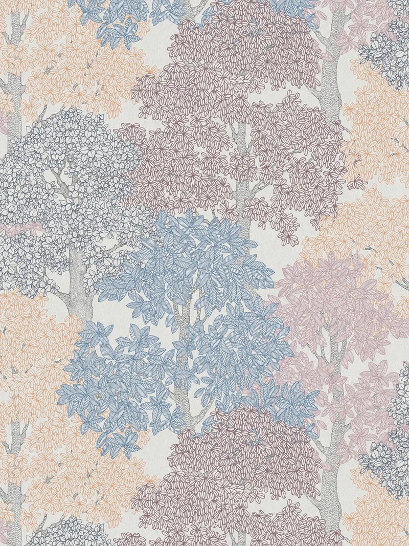 Sample - Colourful Forest Trees Wallpaper - Cream