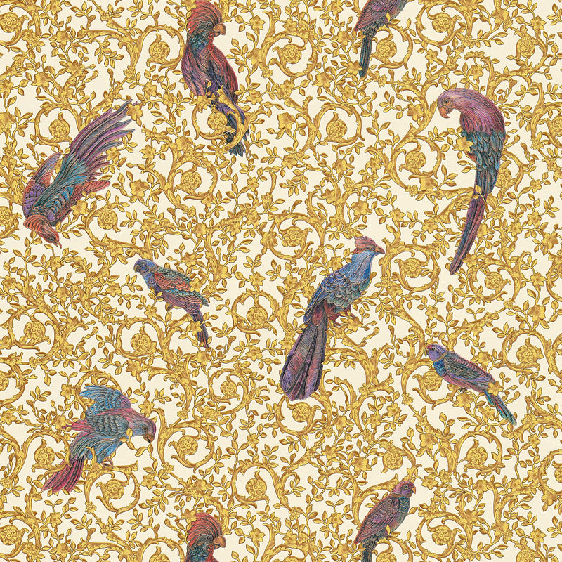 Versace Regal Woodland Wallpaper - Gold - Violet