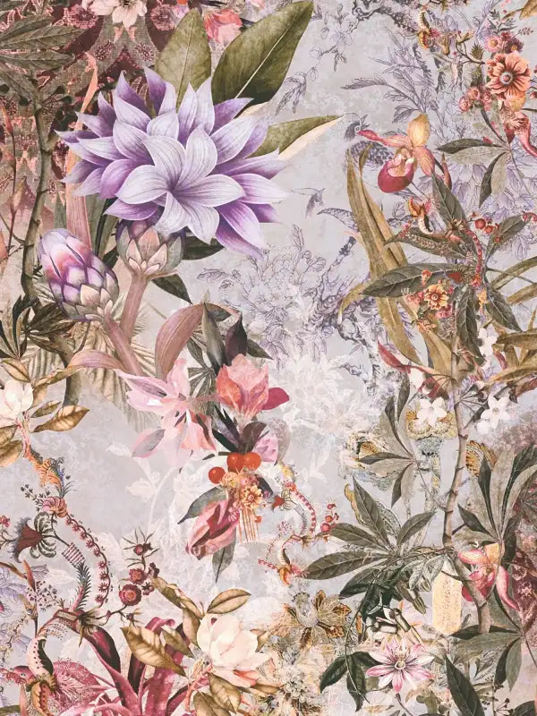 Sample – Calm Tropics – Floral Wallpaper – Lilac