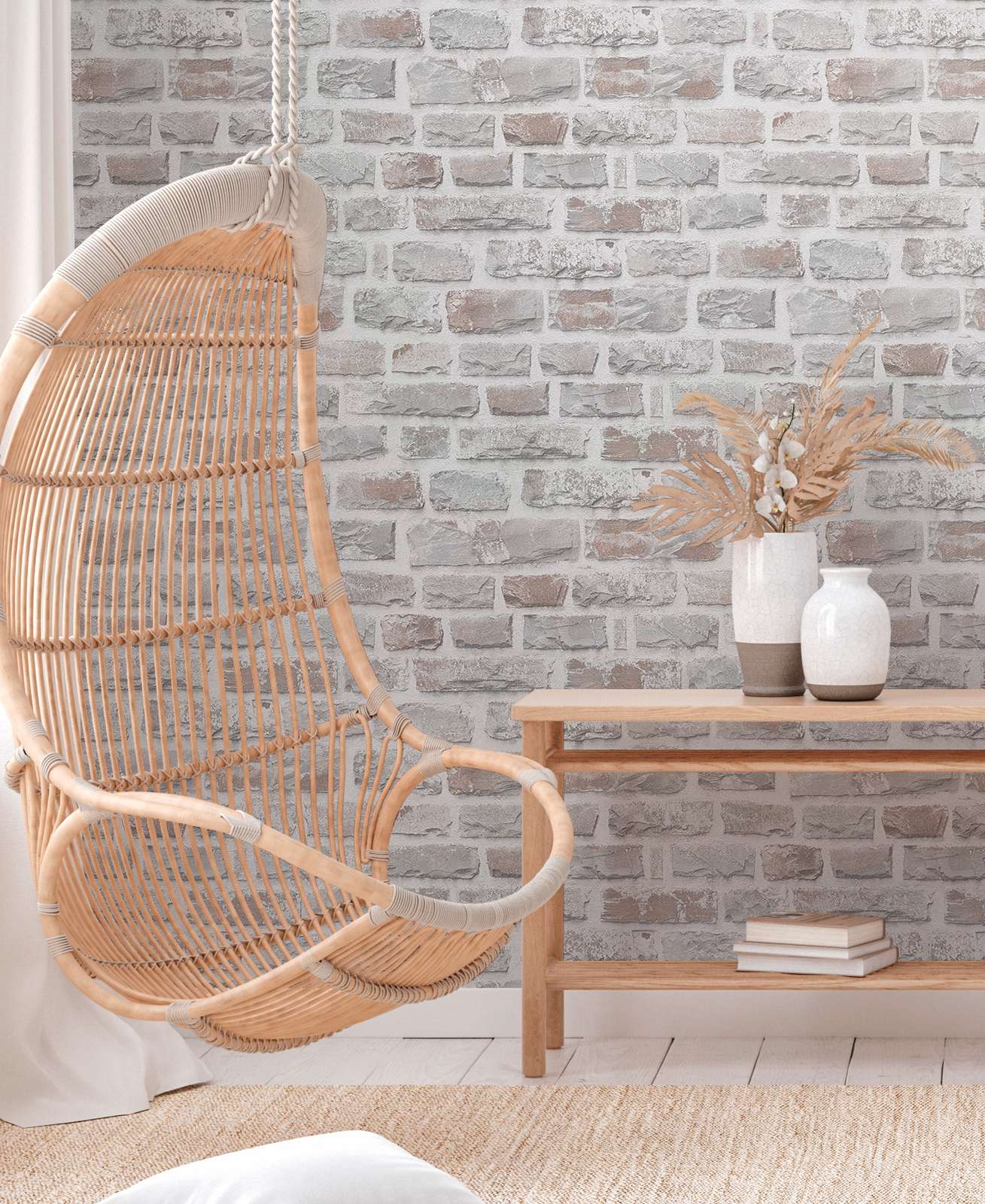 Classic Brickstone - Natural Wallpaper - Grey