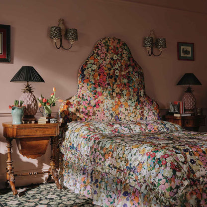 Hollyhocks Velvet Fabric - Spring