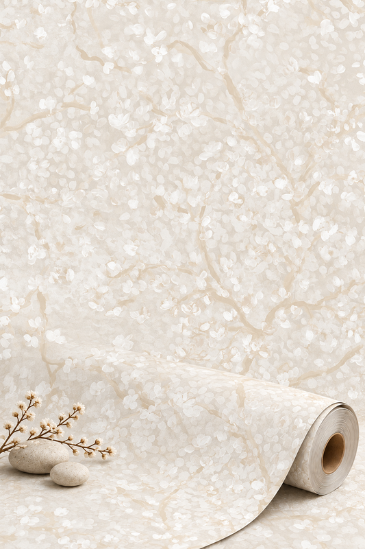 Dappled Tree Wallpaper - Nearly White Shimmer