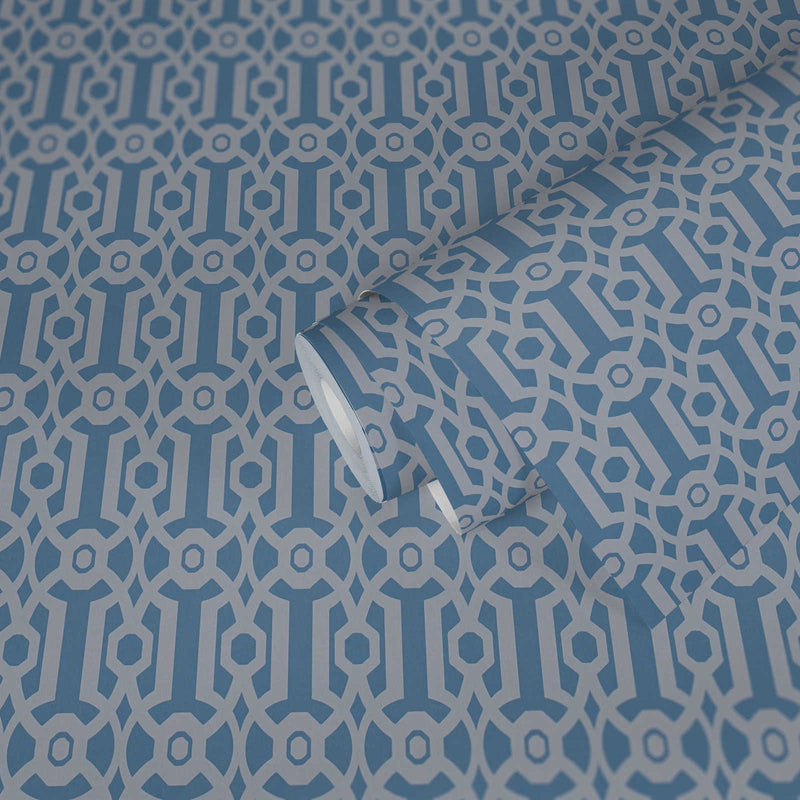 Baroque Pattern Wallpaper - Blue