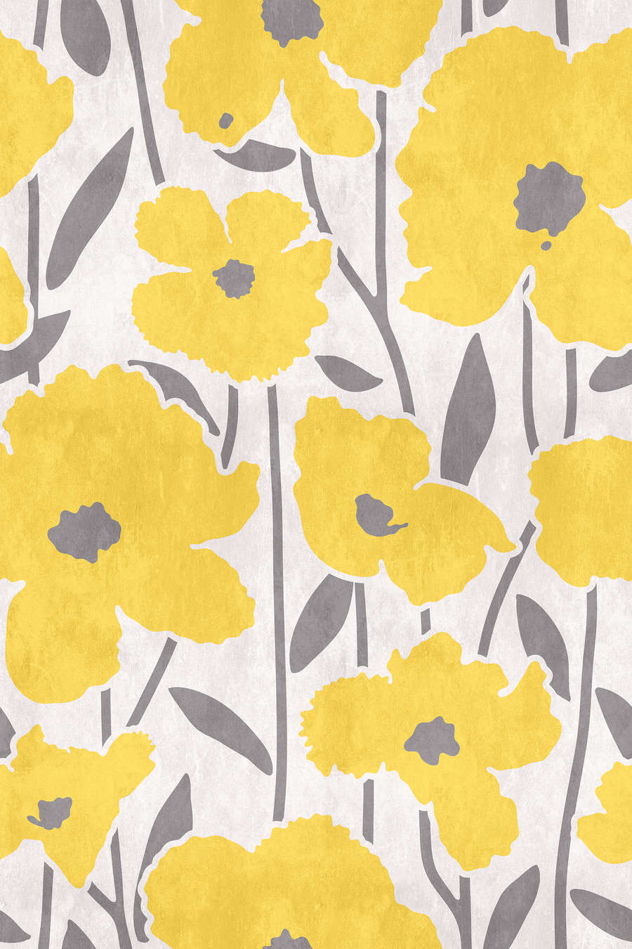 Flower Market - Yellow & Grey - Custom Sized Wallpaper Mural (per m2)