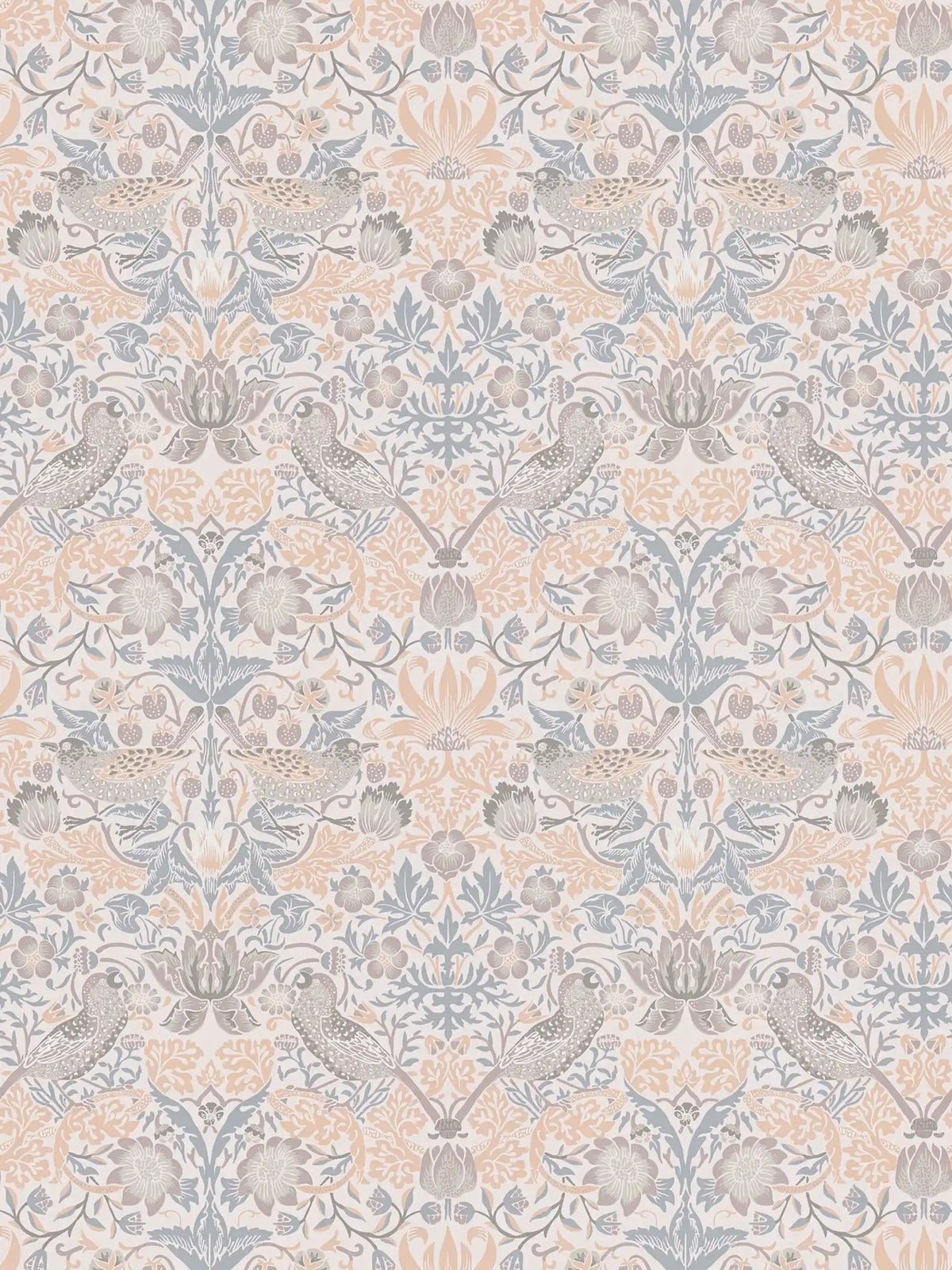 Sample - Baroque Birds Wallpaper - Beige/Grey