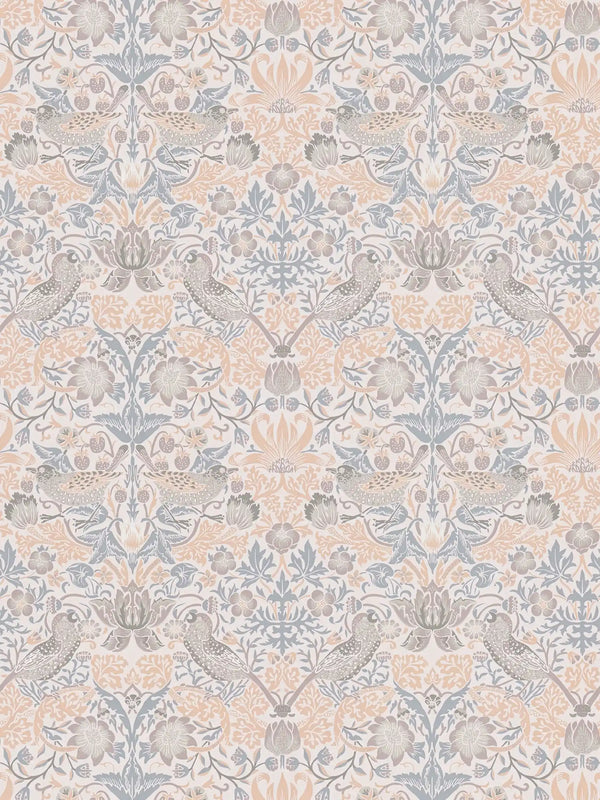 Sample - Baroque Birds Wallpaper - Beige/Grey