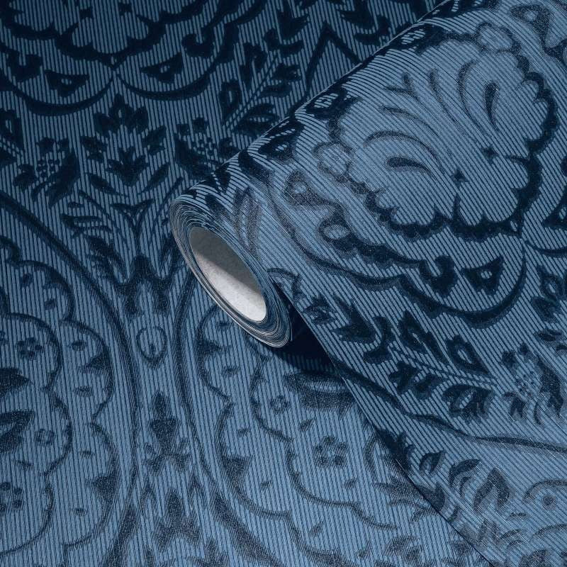 Textured Damask Wallpaper - Blue - Discontinuing