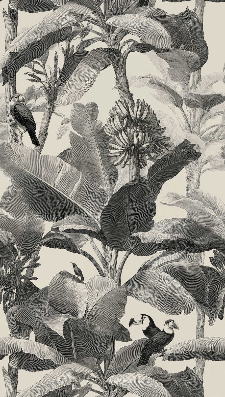 The Wall 4 - Hybrid Wallpaper Mural - Monochrome Jungle
