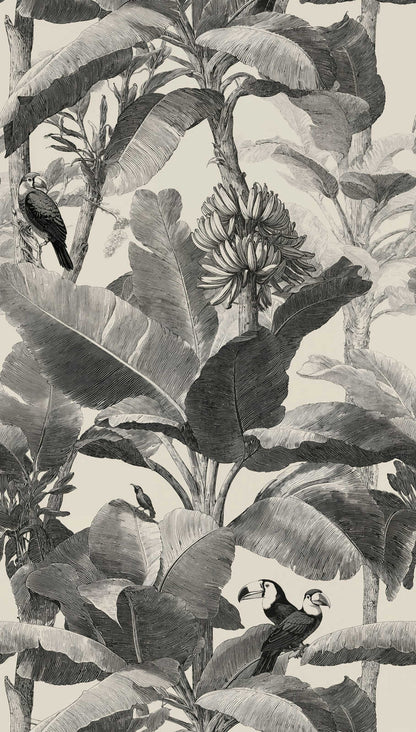 The Wall 4 - Hybrid Wallpaper Mural - Monochrome Jungle