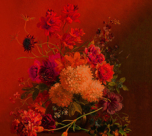 Vibrant Bouquet - Custom Sized Wallpaper Mural (per m2) - Burnt Orange