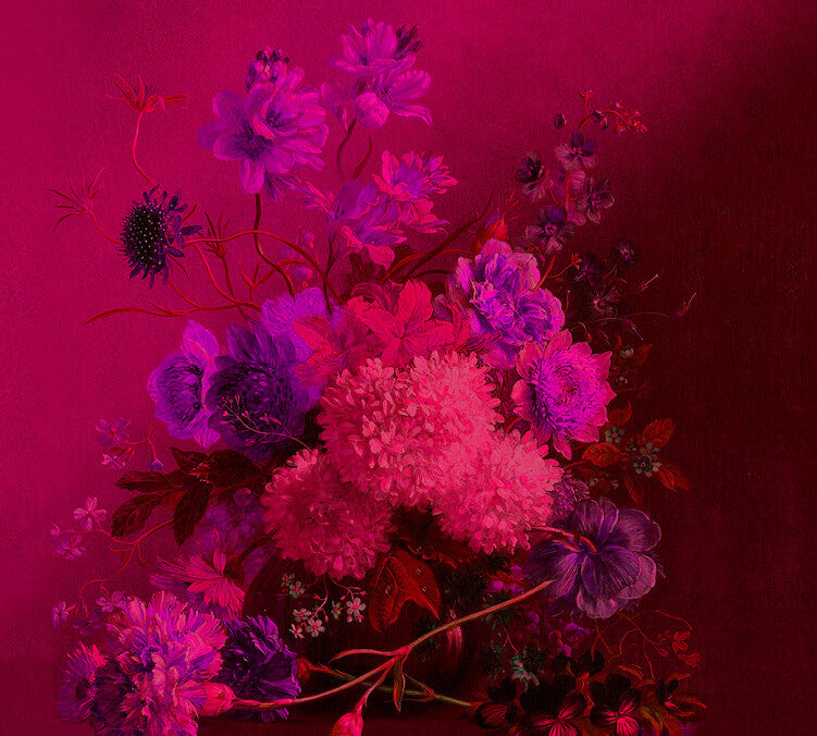 Vibrant Bouquet - Custom Sized Wallpaper Mural (per m2) - Vivid Pink
