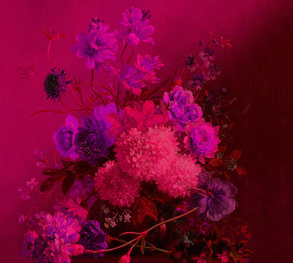 Vibrant Bouquet - Custom Sized Wallpaper Mural (per m2) - Vivid Pink
