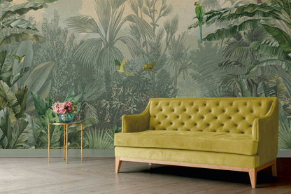 Cuba Tropics -   - Green - Custom Sized Wallpaper Mural (per m2)