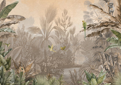 Cuba Tropics -   - Sepia - Custom Sized Wallpaper Mural (per m2)