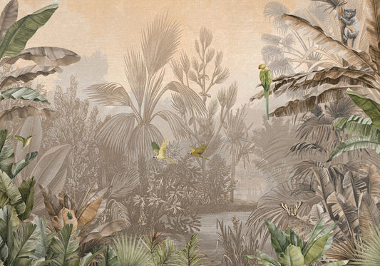 Cuba Tropics -   - Sepia - Custom Sized Wallpaper Mural (per m2)
