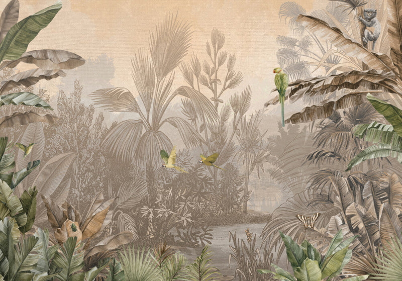 Cuba Tropics -   - Sepia - Custom Sized Wallpaper Mural (per m2)