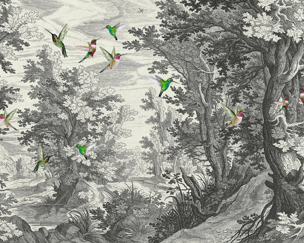 Fancy Forest Birds - Custom Sized Wallpaper Mural (per m2)