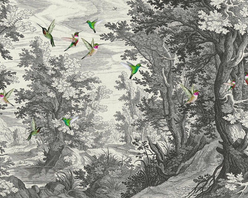 Fancy Forest Birds - Custom Sized Wallpaper Mural (per m2)