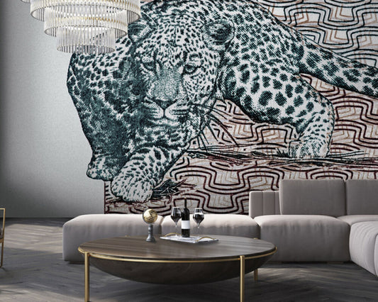Stalking Leopard - Custom Sized Wallpaper Mural (per m2)