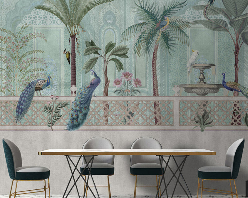 Aviary Oasis Garden - Custom Sized Wallpaper Mural (per m2)