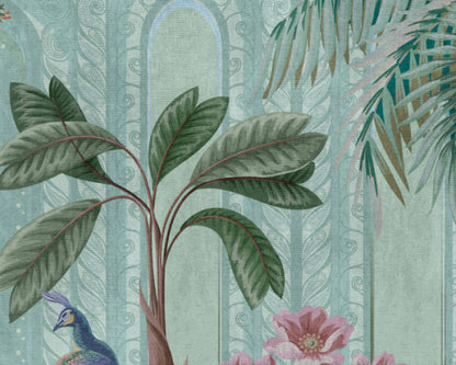 Aviary Oasis Garden - Custom Sized Wallpaper Mural (per m2)