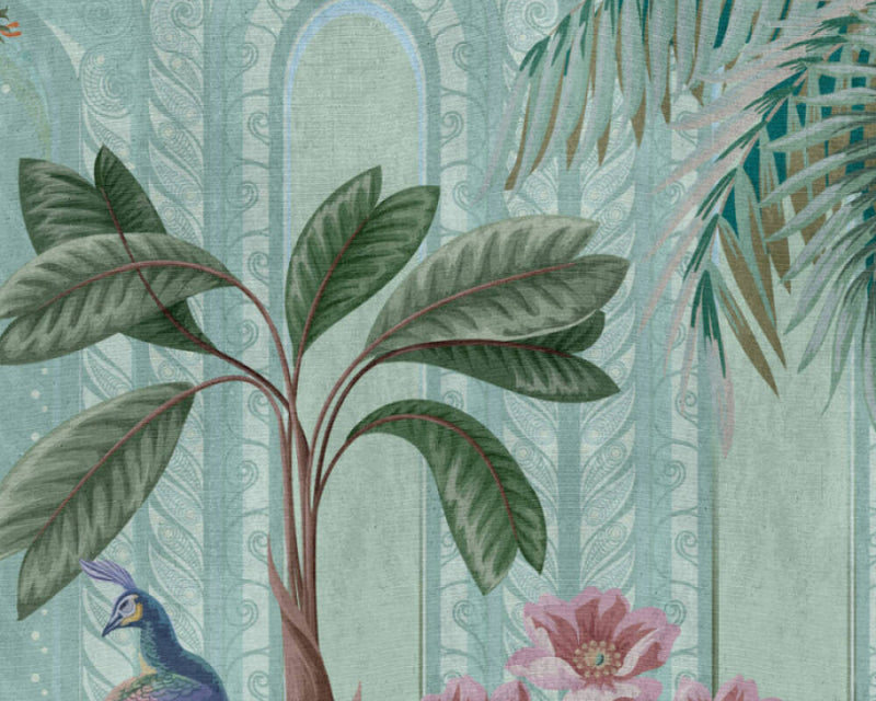 Aviary Oasis Garden - Custom Sized Wallpaper Mural (per m2)