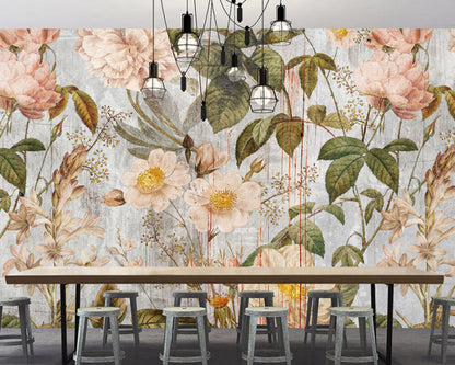 Timeless Rose Oasis - Custom Sized Wallpaper Mural (per m2)