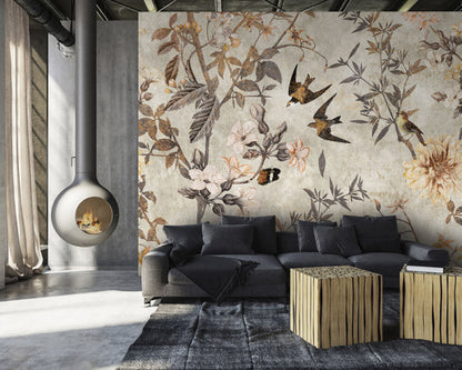 Eden of Birds - Custom Sized Wallpaper Mural (per m2)