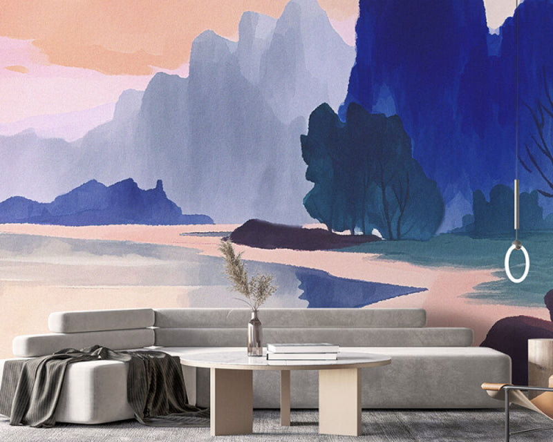 Coastal Mountain Dreams - Custom Sized Wallpaper Mural (per m2)