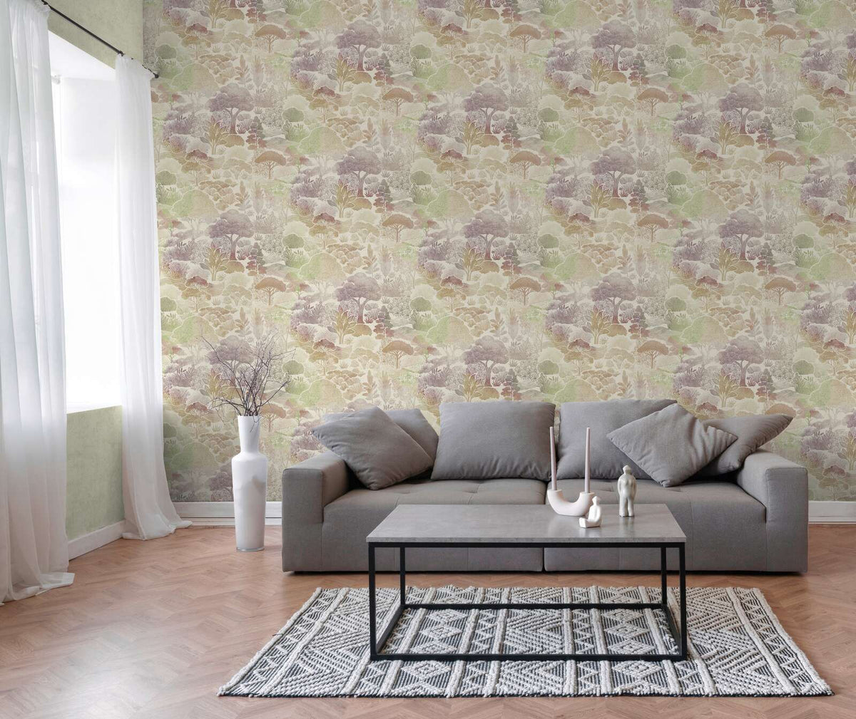 Arbor Woodland Toile Vinyl Wallpaper – Green