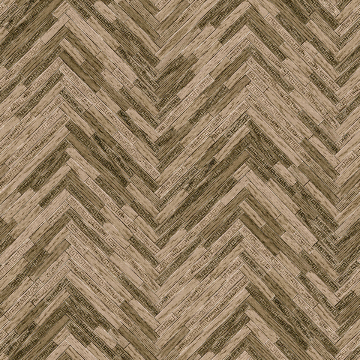 Sample - Versace Parquet Wallpaper - Brown/Beige