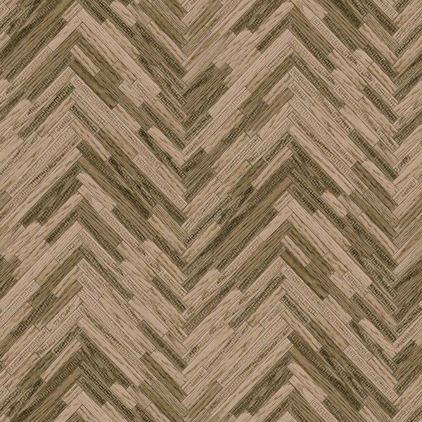Sample - Versace Parquet Wallpaper - Brown/Beige