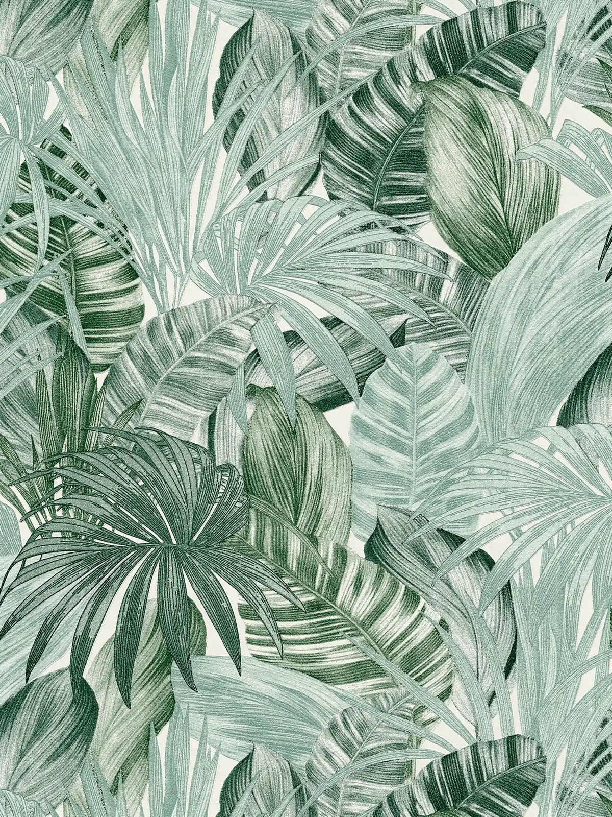 Sample - Jungle Sketch Wallpaper - Dark Green