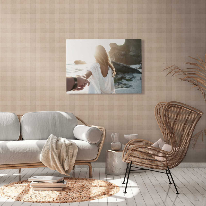 Bistro Plaid - Checkered Wallpaper - Brown