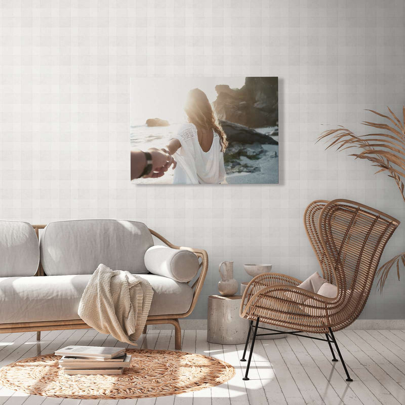 Bistro Plaid - Checkered Wallpaper - Grey