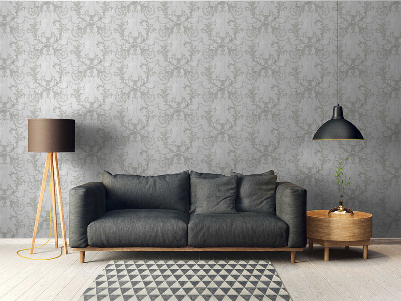 Old World Plaster Wallpaper - Grey Metallic