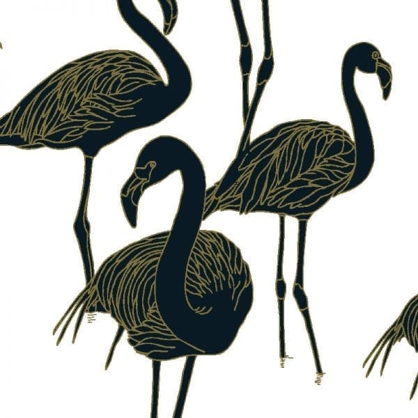 Deco Flamingo Wallpaper - Super Wide - Gatsby Navy
