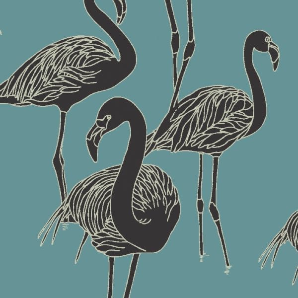 Deco Flamingo Wallpaper - Super Wide - Nautilus