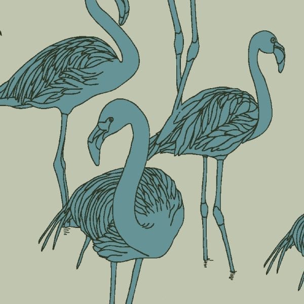 Sample – Deco Flamingo Wallpaper - Super Wide - New World