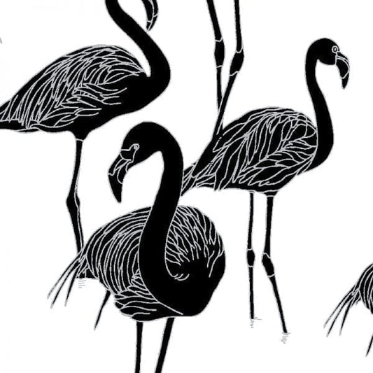 Deco Flamingo Wallpaper - Super Wide - Noir