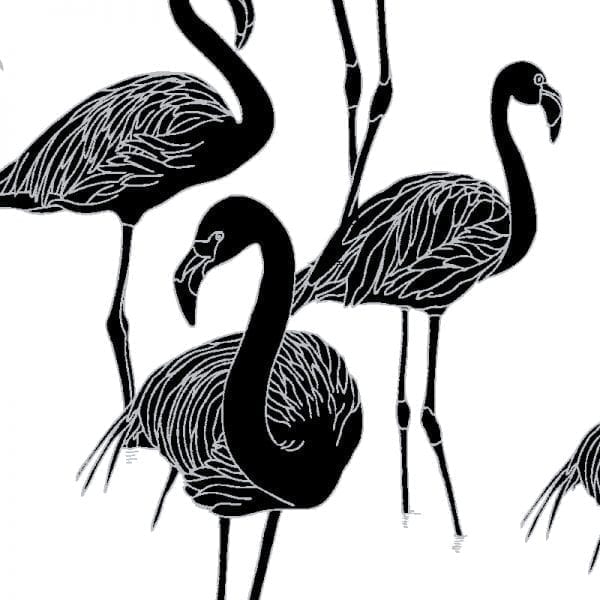 Sample – Deco Flamingo Wallpaper - Super Wide - Noir