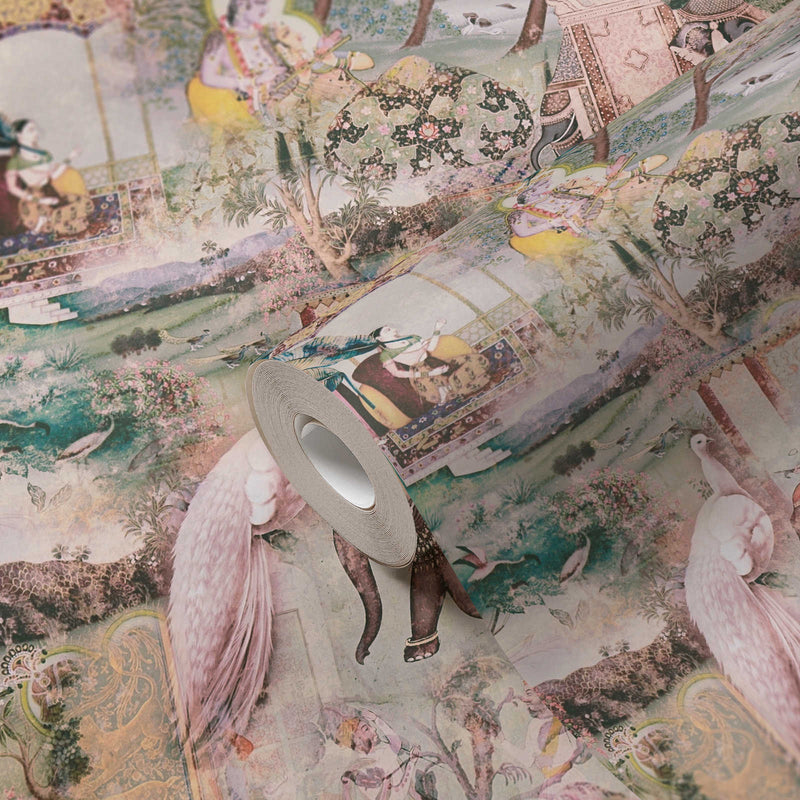 Elephant Parade – Vintage Wallpaper – Desert Green